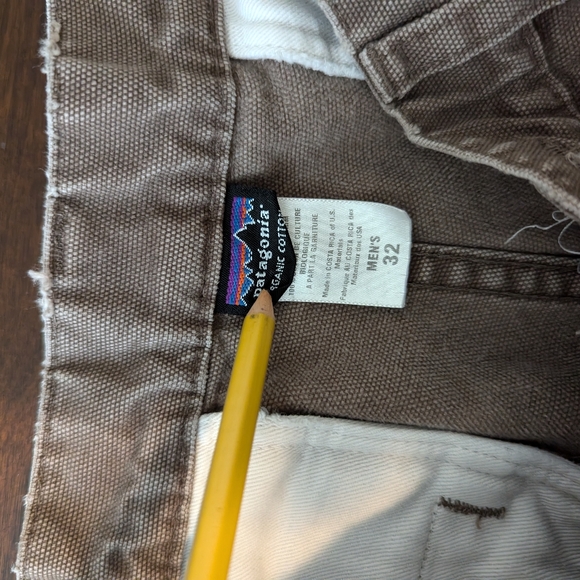 PATAGONIA REGULAR FIT PANTS 100% ORGANIC COTTON BROWN Sz 34W x 29L - Picture 3 of 7